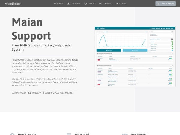 maiansupport.com website screenshot Free PHP Support Ticketing/Customer Support System - Maian Support
