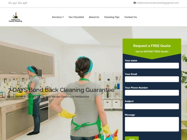 melbournevacatecleaning.com.au website screenshot End Of Lease Cleaning Melbourne | Vacate Cleaning Melbourne