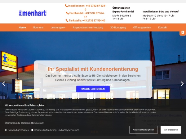menhart.at website ekran görüntüsü Ihr Installateur im Raum Krems & Umgebung