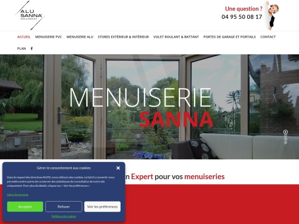 menuiserie-alu-pvc-ajaccio.fr website screenshot Menuiserie à Ajaccio, Menuiserie Alu Sanna propose la vente et la pose de menuiseries PVC, menuiseri