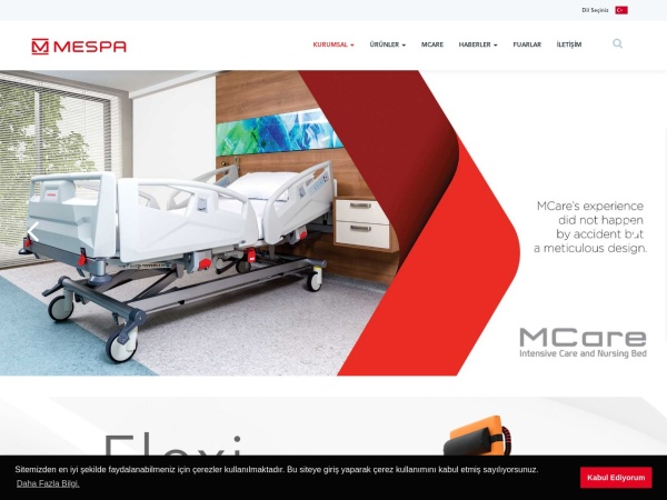 mespa.com.tr website captura de pantalla MESPA - Hastane Yatakları & Ekipmanları