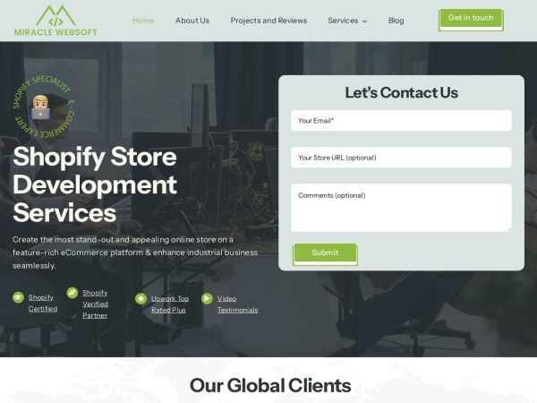 miraclewebsoft.com website Скриншот Shopify Design & Development Agency - Miracle Websoft