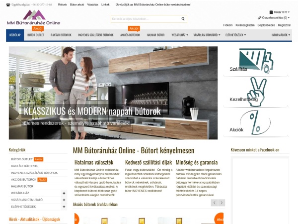mmbutor.hu website skärmdump MM Bútoráruház Online - bútort kényelmesen  - MM Bútoráruház