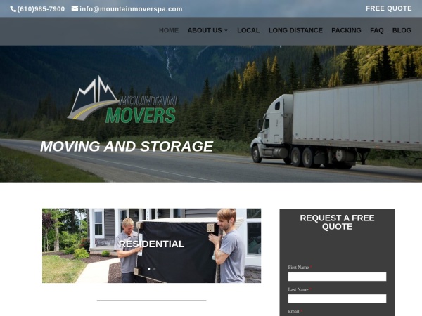 mountainmoverspa.com website Скриншот Moving Services, Local, Long Distance, Reading, Lancaster, PA – Locally owned and professionally ope
