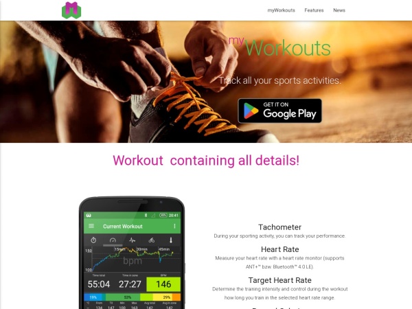 myworkouts.org website screenshot myWorkouts - Track all your sports activities