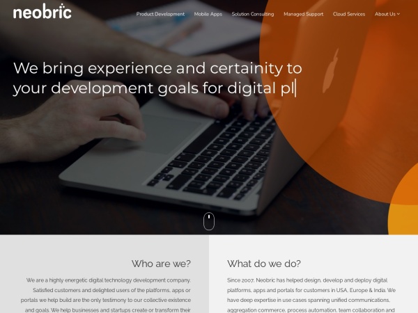 neobric.com website kuvakaappaus Custom Software Development Company for Enterprises & Startups | Neobric