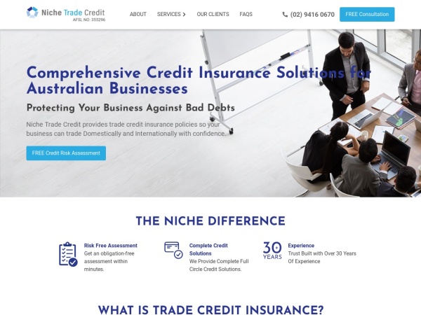 nichetc.com.au website Bildschirmfoto Trade Credit Insurance Solutions Australia | Niche TC