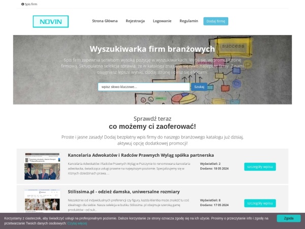 novin.pl website ekran görüntüsü Spis firm, baza stron firmowych Novin