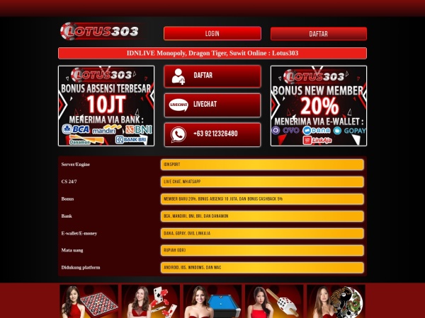 ntrnet.net website Bildschirmfoto IDNLIVE Monopoly, Dragon Tiger, Suwit Online : Lotus303