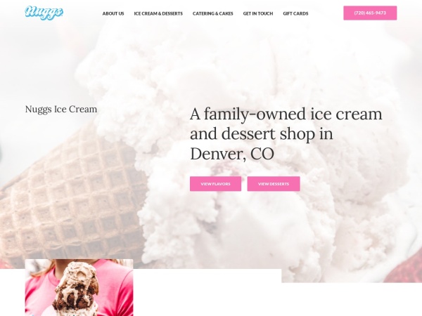 nuggsicecream.com website screenshot Nuggs Ice Cream | Denver's Best Ice Cream & Dessert Shop