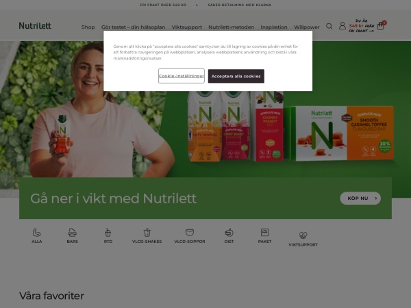 nutrilett.se website skärmdump Nutrilett - Hjälper dig att göra smarta val
