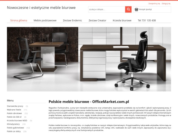 officemarket.com.pl website captura de tela Nowoczesne, polskie, estetyczne meble biurowe – sklep internetowy   - OfficeMarket.com.pl