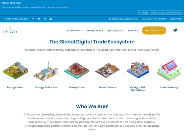 oneagrix.com website screenshot OneAgrix: A pioneering B2B digital trade ecosystem platform for sourcing and procuring Agricultural,