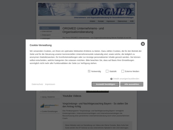 orgmed.de website screenshot Startseite / ORGMED Unternehmens- und Organisationsberatung