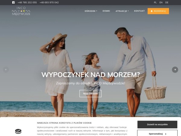 osrodekmiedzywodzie.pl website screenshot Ośrodek Wypoczynkowy INCO Międzywodzie