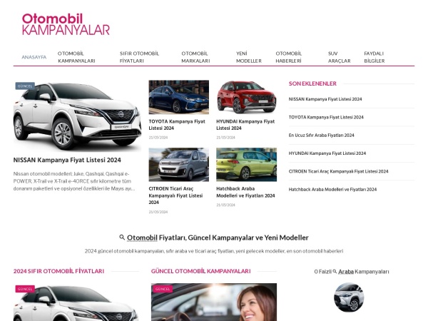 otomobilkampanyalar.com website screenshot Otomobil Fiyatları ve Güncel Kampanyalar