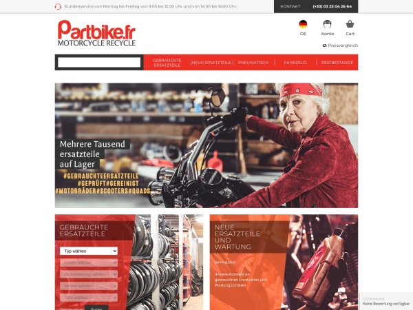 partbike.de website Скриншот Partbike - Pièces motos et scooters d'occasion - Casse moto - Casse scooter