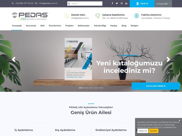 pedas.com.tr website screenshot PEDAŞ LED Aydınlatma Teknolojileri