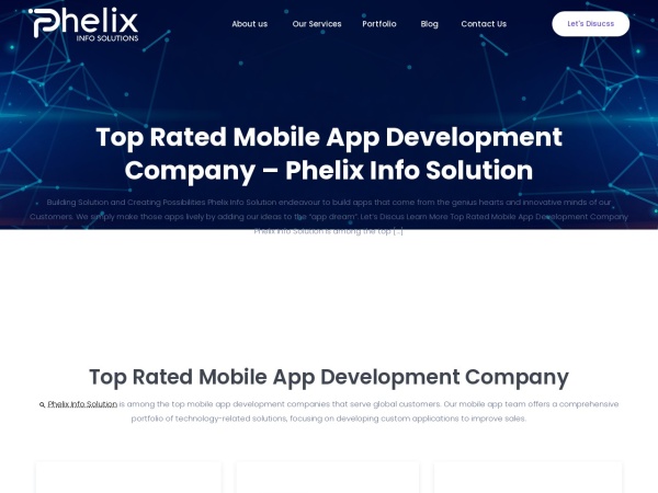 phelixinfosolutions.com website capture d`écran Top Rated Mobile App Development Company - Phelix Info Solution
