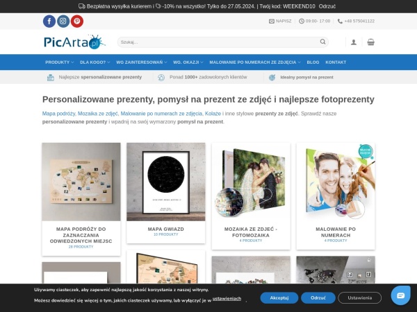 picarta.pl website ekran görüntüsü Personalizowane Prezenty ze Zdjęciami - Pomysł na Fotoprezent - PicArta