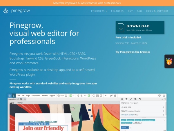 pinegrow.com website screenshot Pinegrow Web Editor | Website Builder for Professionals