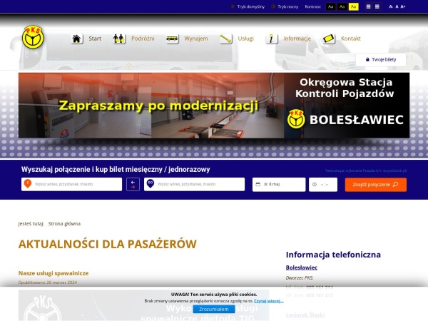 pks-boleslawiec.pl website captura de tela PKS Bolesławiec - Start