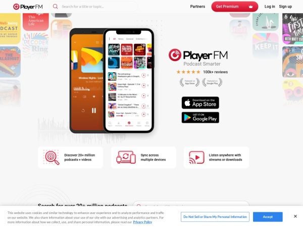 player.fm website skärmdump Player FM - Podcast Smarter