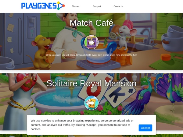 playgenes.com website capture d`écran P.D. PLAYGENES INTERNATIONAL LIMITED | Games