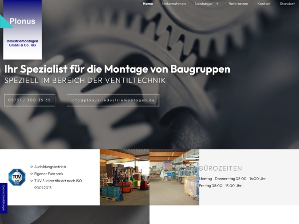 plonus-industriemontagen.de website ekran görüntüsü Spezialist für Industriemontagen in Bad Oeynhausen