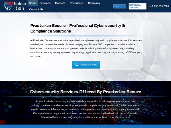 praetoriansecure.com website immagine dello schermo Praetorian Secure | Trusted Cybersecurity Experts