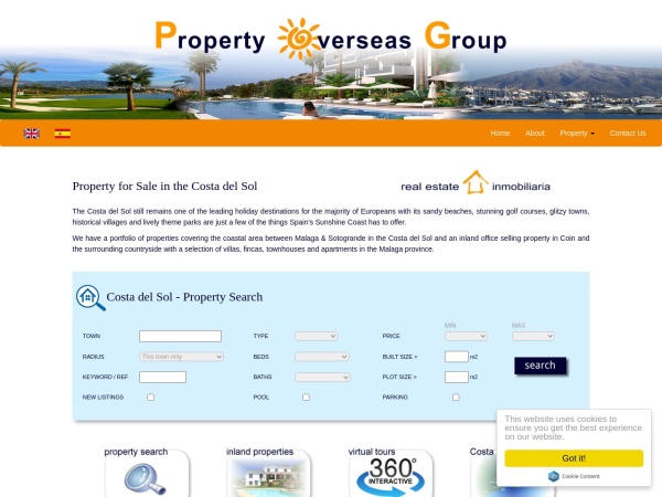propertyoverseasgroup.com website capture d`écran Spanish Property for Sale, Costa del Sol