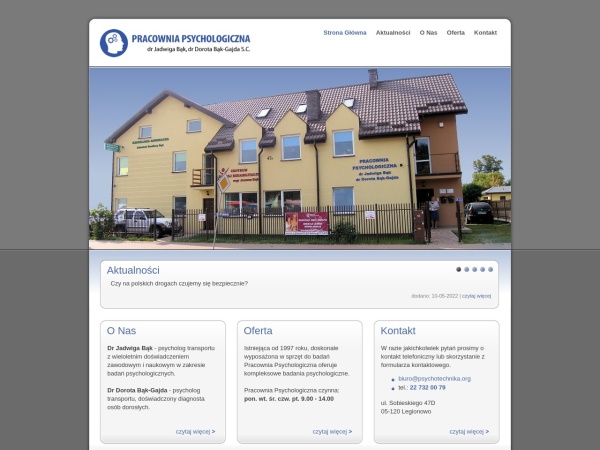 psychotechnika.org website ekran görüntüsü Badania Psychotechniczne kierowców - Psycholog - Legionowo