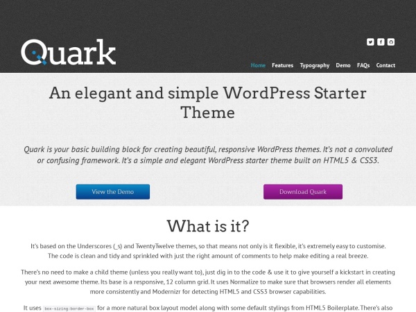 quarktheme.com website kuvakaappaus Quark - A simple and elegant WordPress theme built on HTML5 & CSS3