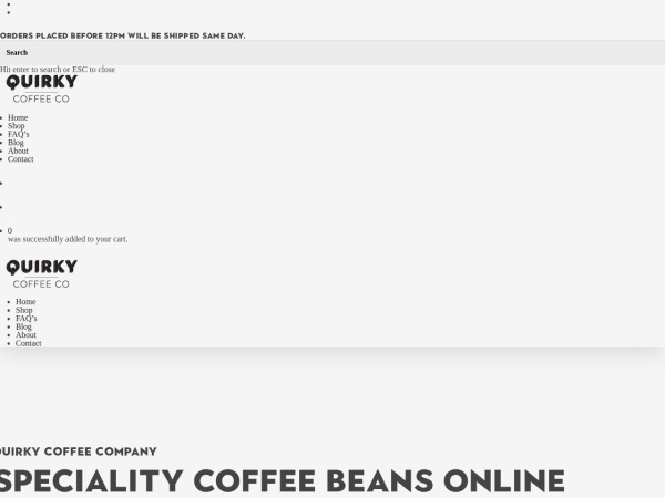 quirkycoffeeco.com website Bildschirmfoto Speciality Coffee Beans & Single-Origin Coffee Online UK