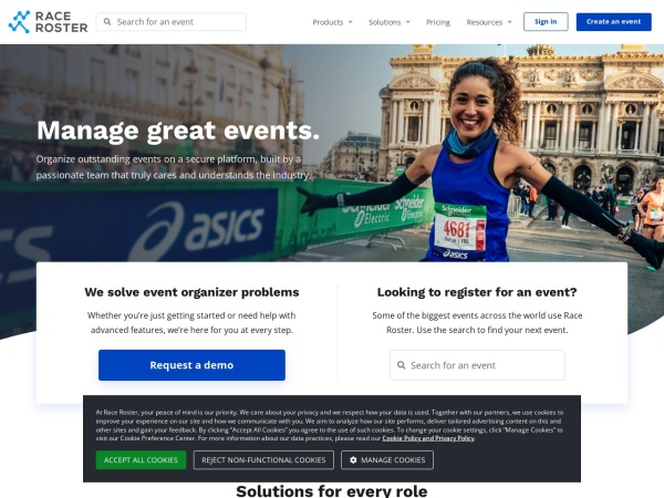 raceroster.com website capture d`écran Race Roster - Create a race event with our free event registration tool — Race Roster
