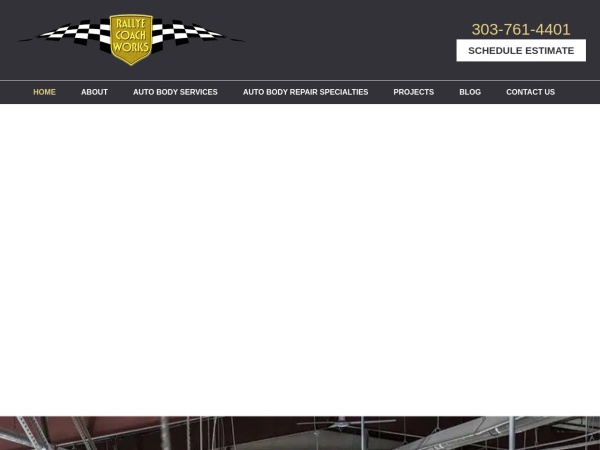 rallyecoachworks.com website captura de tela Body Shop Denver - Rallye Coach Works