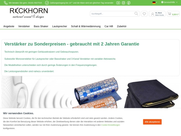 reckhorn.net website kuvakaappaus Reckhorn - natural sound & design | Reckhorn - natural sound & design