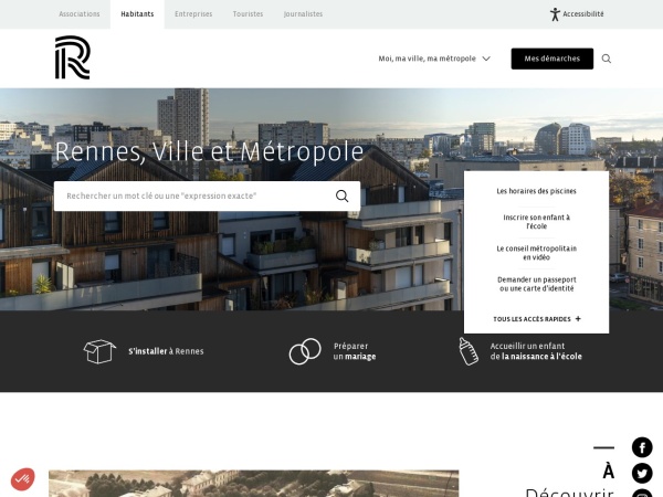 rennes.fr website ekran görüntüsü Rennes, Ville et Métropole