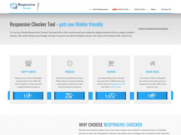 responsivechecker.net website captura de tela Responsive Checker - Mobile Responsive Design Checker Tool