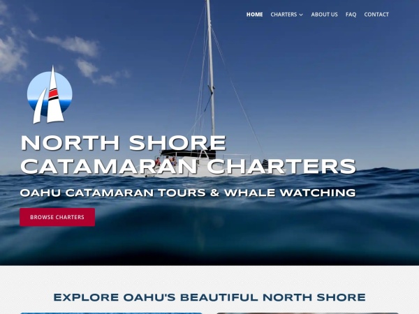 sailingcat.com website ekran görüntüsü North Shore Catamaran Charters | Oahu Catamaran & Whale Watching