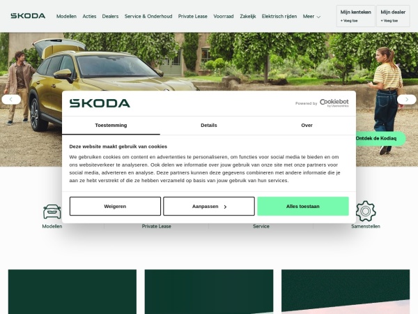 skoda.nl website screenshot ŠKODA Nederland » Alle ŠKODA-modellen, Dealers & Acties!