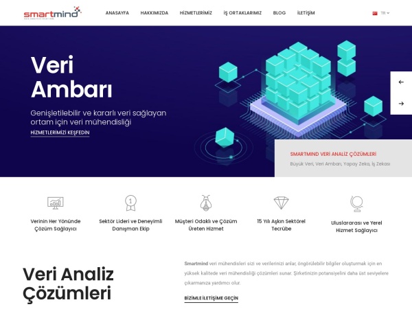 smartmind.com.tr website kuvakaappaus Veri analizi, veri ambarı, büyük veri, yapay zeka | Smartmind