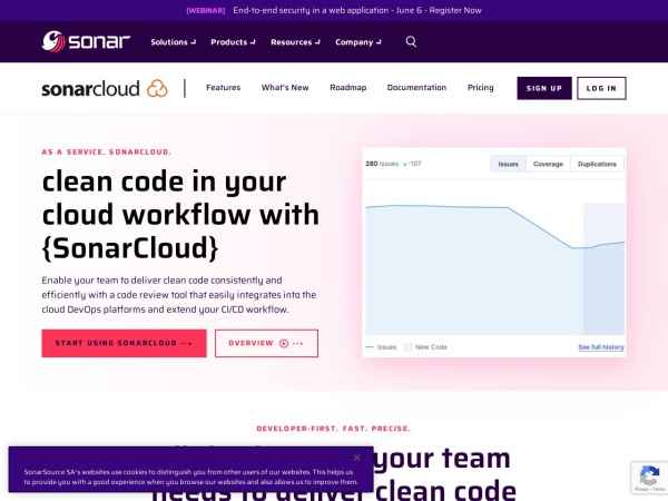sonarcloud.io website capture d`écran As a service | SonarCloud | Sonar