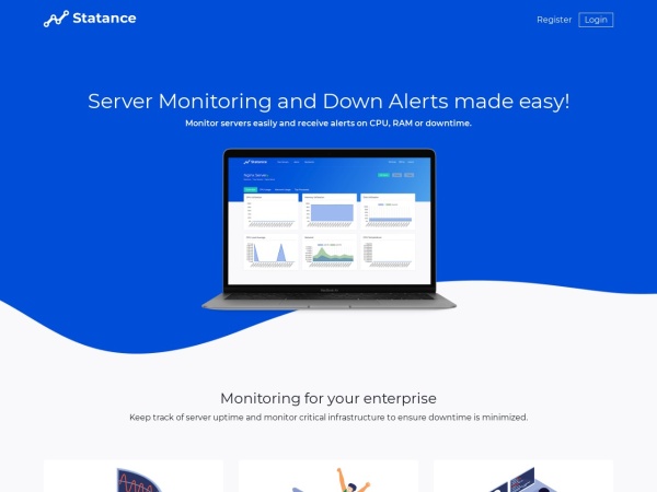 statance.com website capture d`écran Statance - Server Uptime Monitoring and Down Alerts