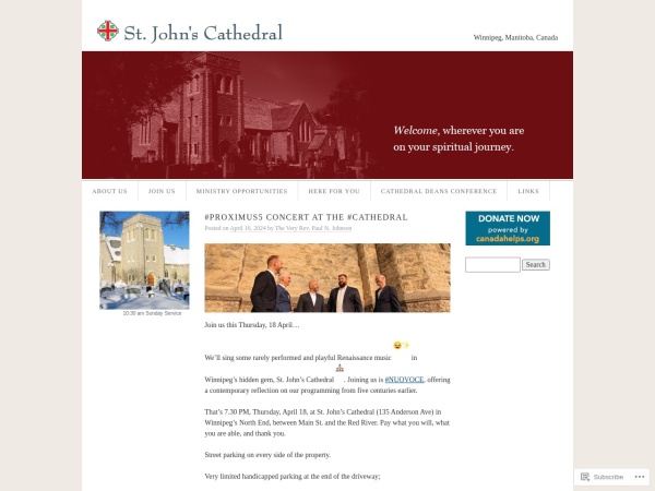 stjohnscathedral.ca website Скриншот St. John's Anglican Cathedral | Winnipeg, Manitoba, Canada