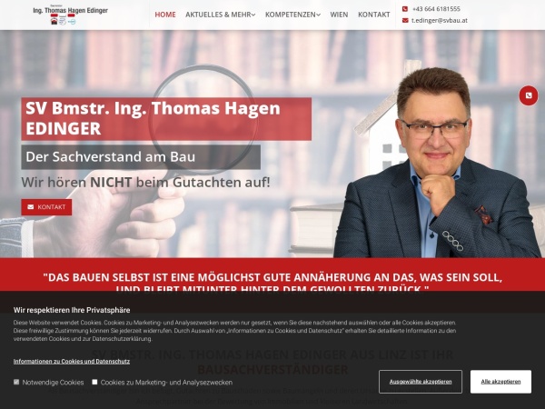 svbau.at website kuvakaappaus Bausachverständiger in Linz | Ing. Thomas Hagen Edinger