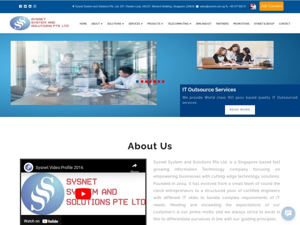 sysnet.com.sg website skærmbillede Systems and Network support services Singapore, IT support & maintenance services in Singapore