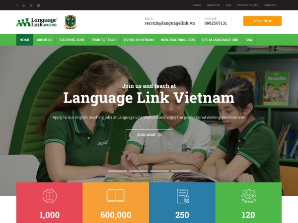 teachatlanguagelink.com website skärmdump Language Link | English Teaching Jobs Vietnam | English Teacher Jobs
