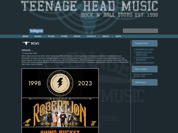 teenageheadmusic.net website Bildschirmfoto TEENAGE HEAD MUSIC