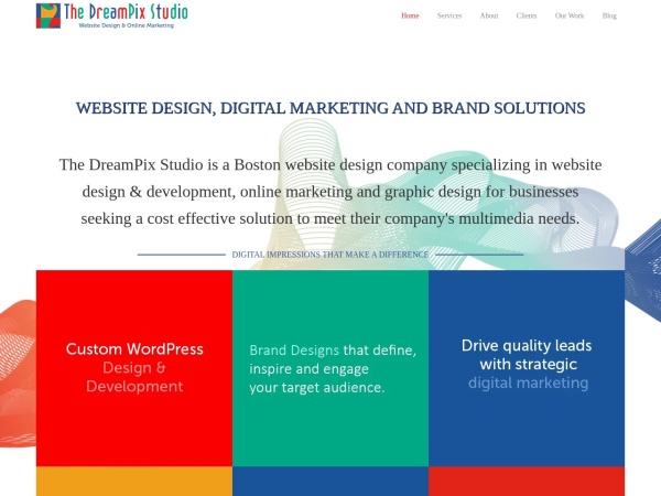 thedreampixstudio.com website captura de tela Web Design, Digital Marketing, Branding | The DreamPix Studio